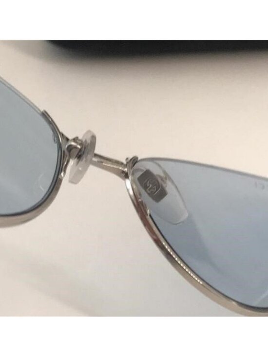 New Authentic Gucci GG1006S 004 Silver Cat-Eye Sunglasses Light Blue Lenses main image 5